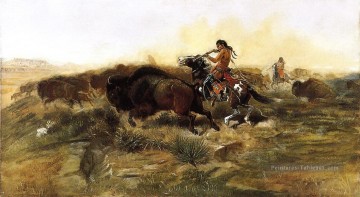  sauvages Peintre - viande sauvage pour les hommes sauvages 1890 Charles Marion Russell